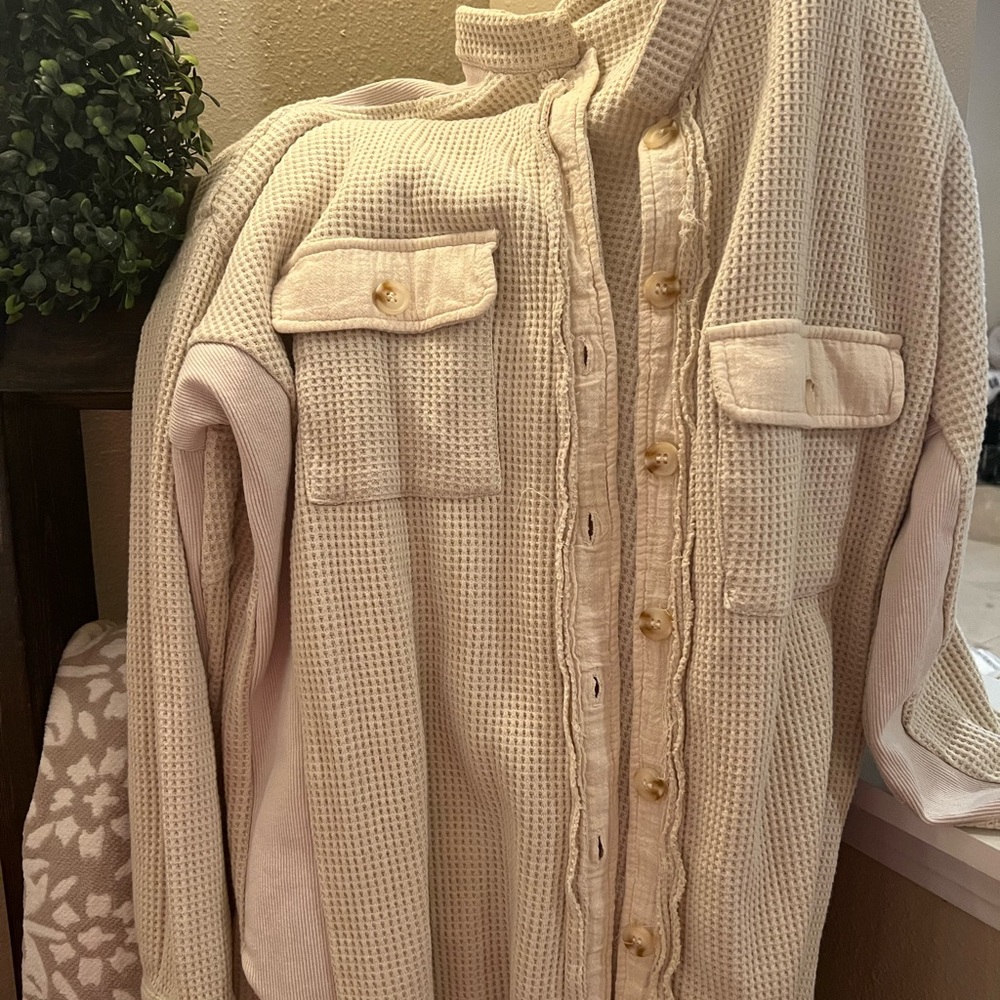 Waffle button up